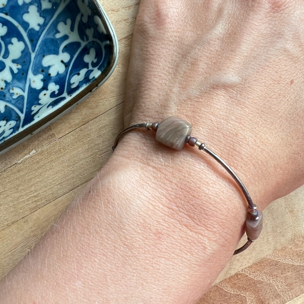Southwestern style 925 Liquid silver beaded bracelet earthy tones